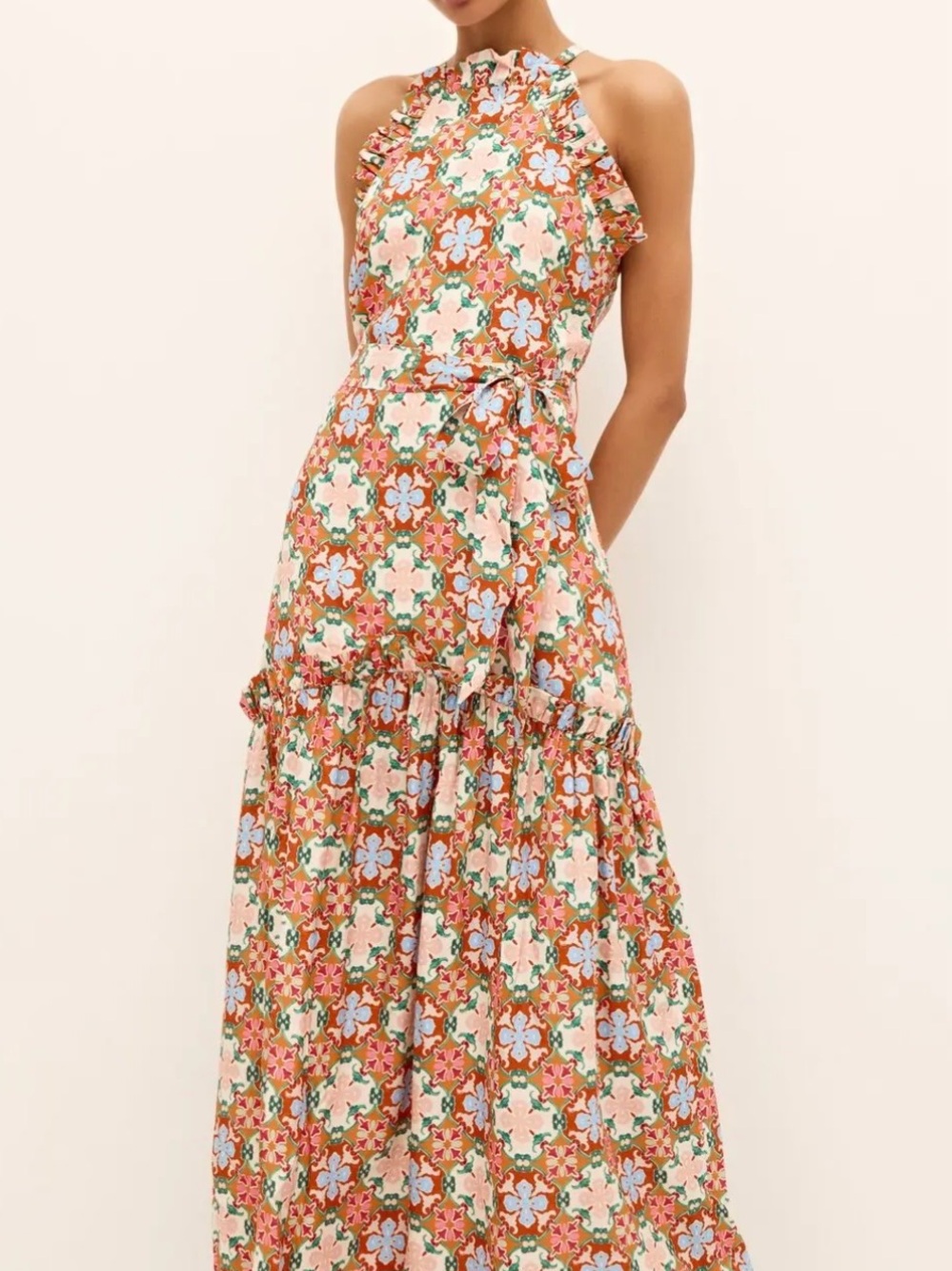 NWOT Marie Oliver Keenan Mosaic Tile Halter Maxi Dress Size 4